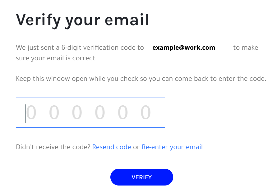 Registration: enter the verification code