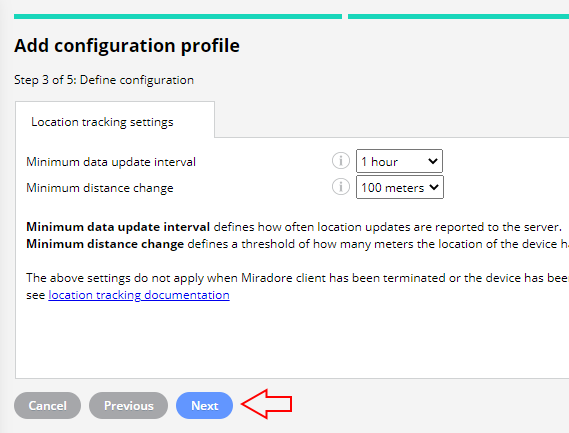 Configure location tracking settings in Miradore.