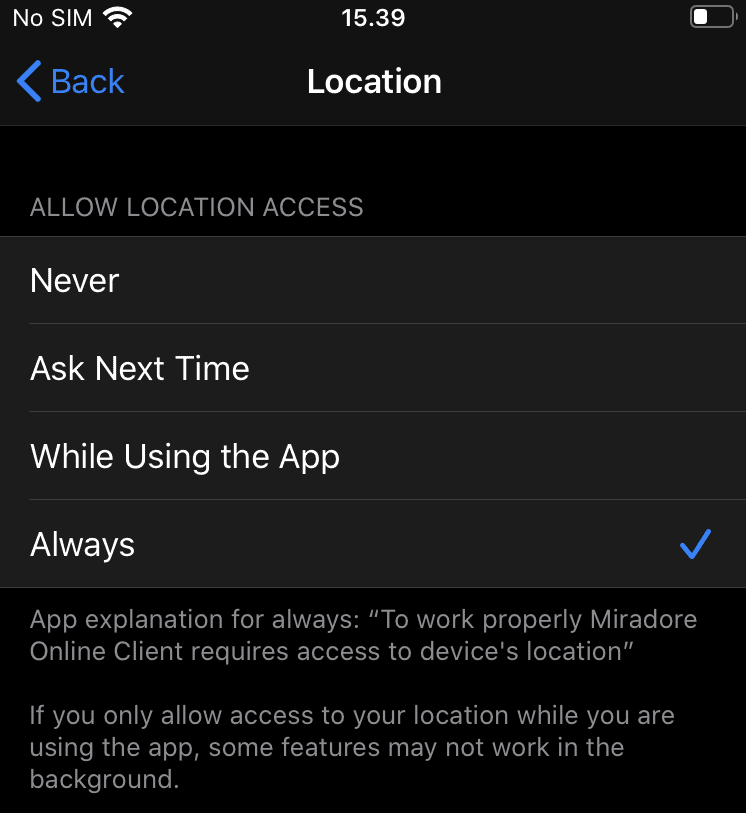 Allow Location Use Always