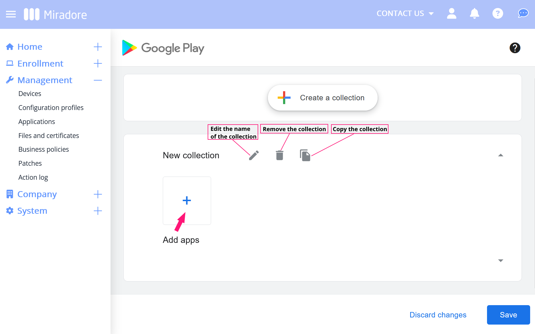 Configure Play store layout_add apps