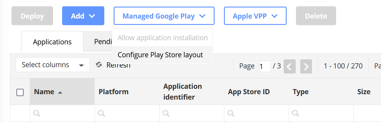 Managed Google Play configure store layout