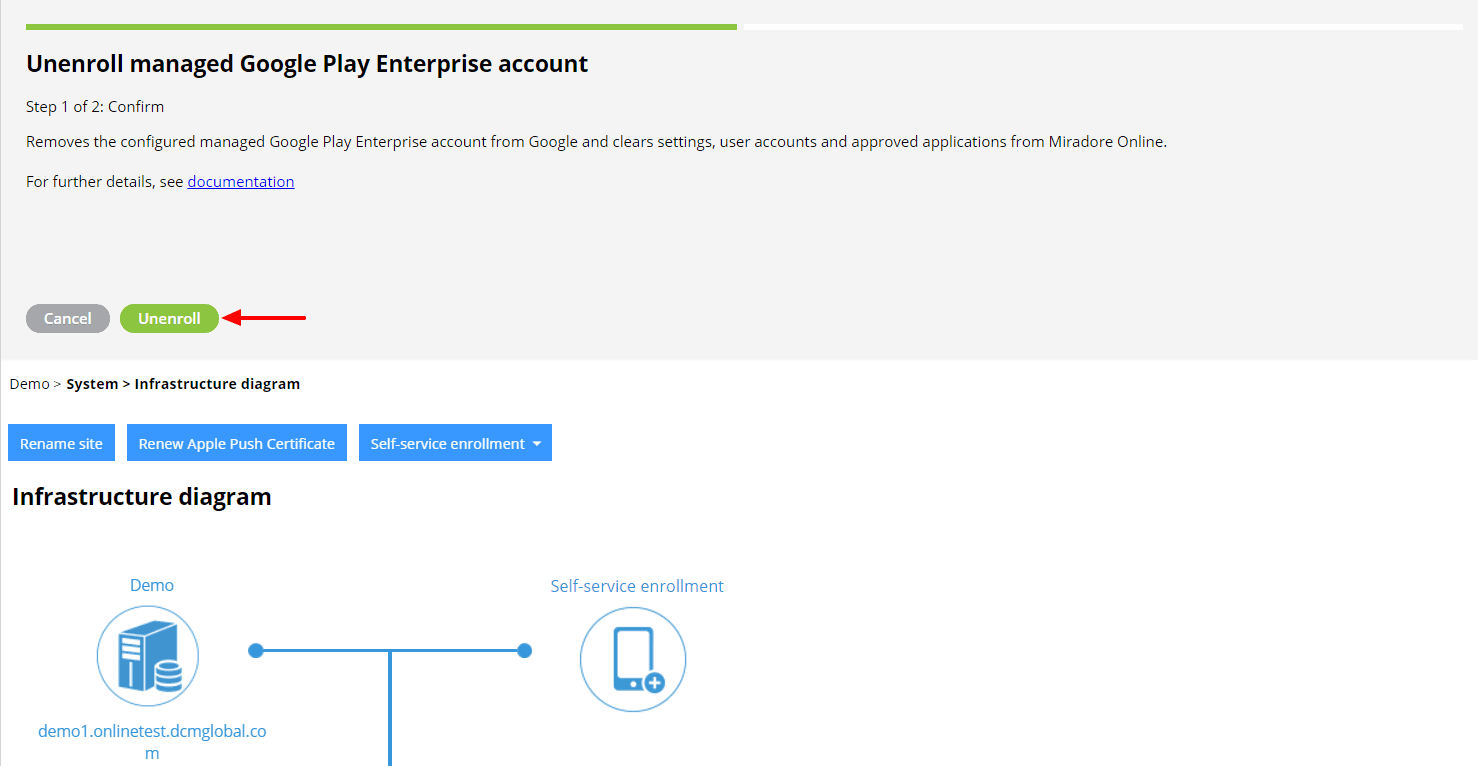 Unenroll managed Google Play Enterprise account.