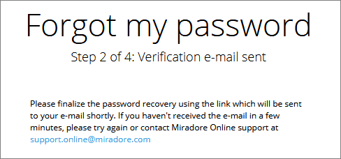 Verification email sent as a part of the recovery steps.