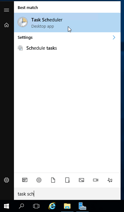 Task scheduler on the Windows Start-menu