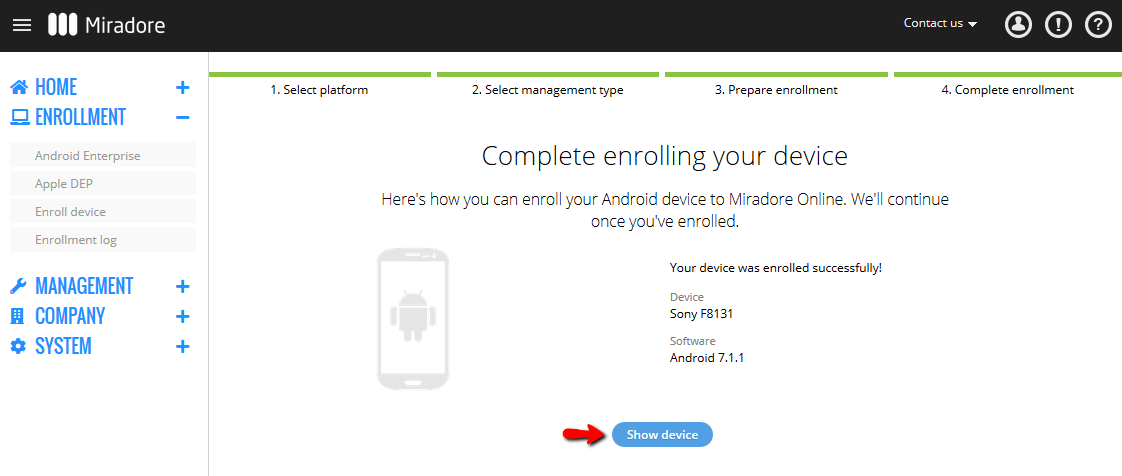 Complete enrolling your device.