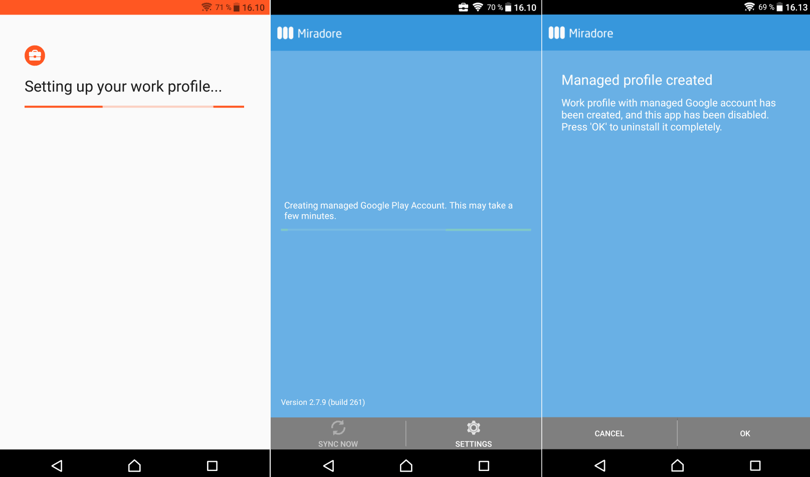 Setting up your work profile during android work profile enrollment.