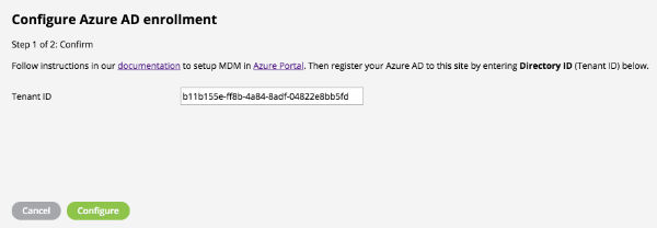 Configuring Azure AD enrollement.