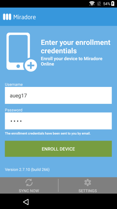 Enter your enrollment credentials.