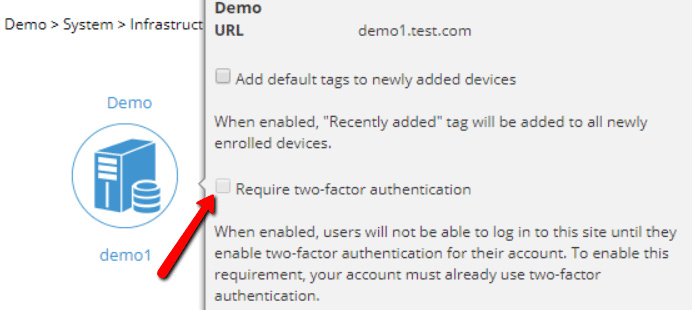 Select Require two-factor authentication box.