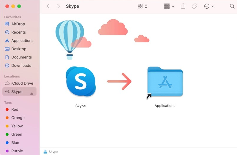 Skype being moved to Applications folder.