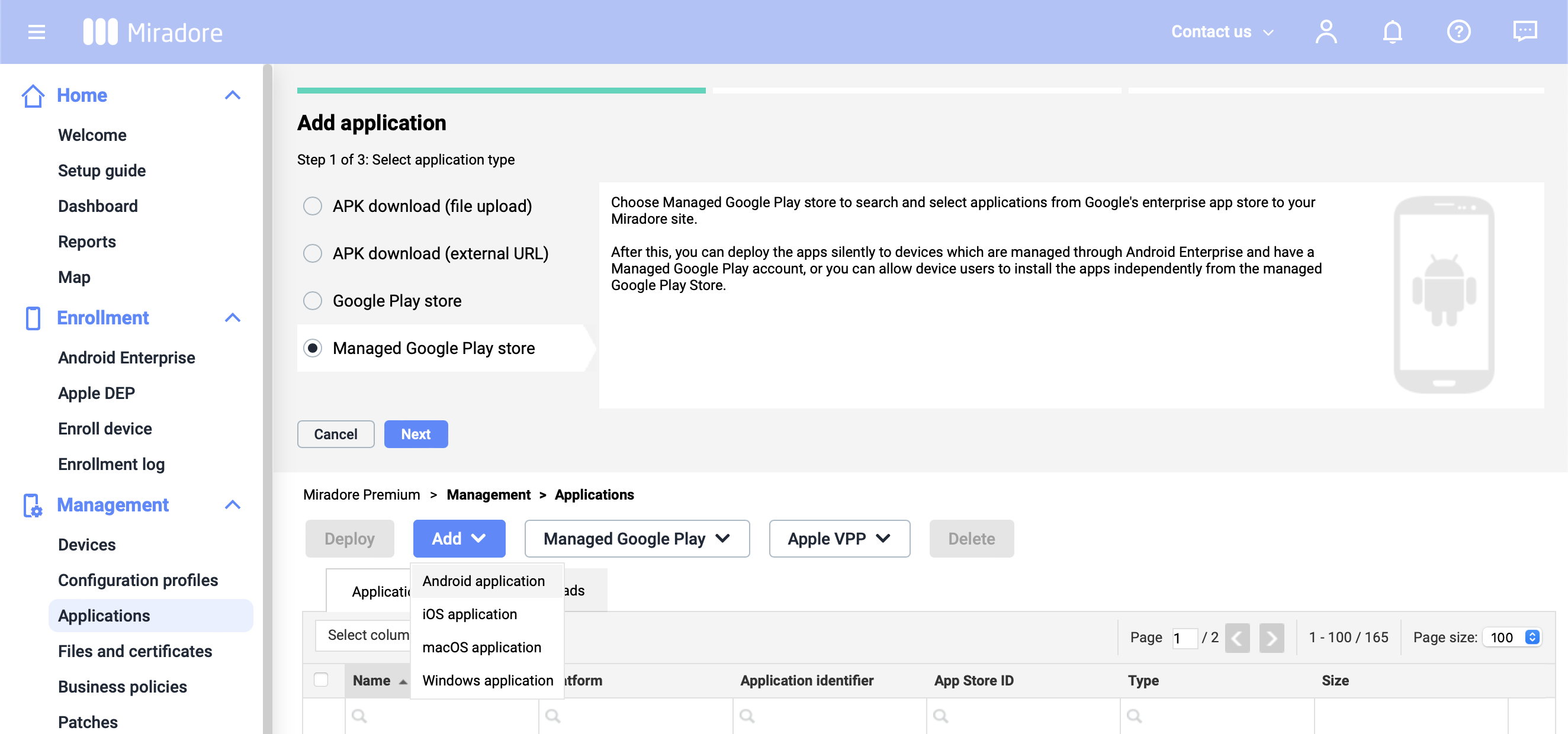 Adding a managed Google Play Store app
