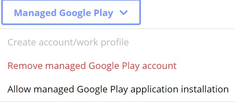 remove managed Google Play account action.
