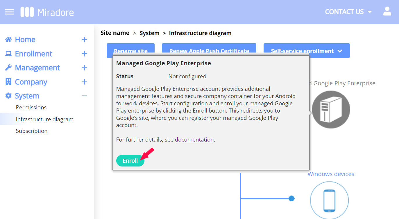 How to configure Google account for the Miradore site.