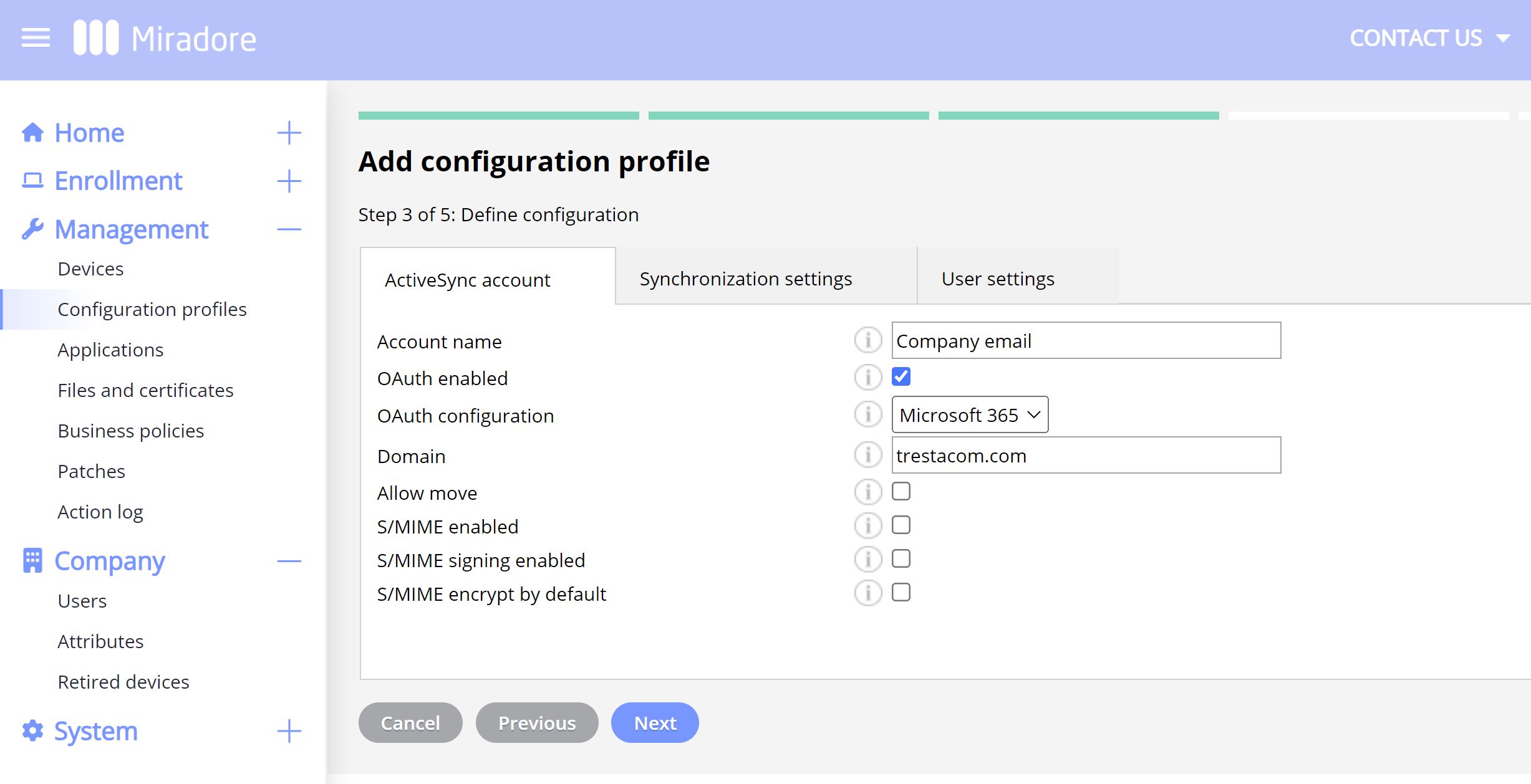 Configuring Exchange ActiveSync for iOS using OAuth for authentication.