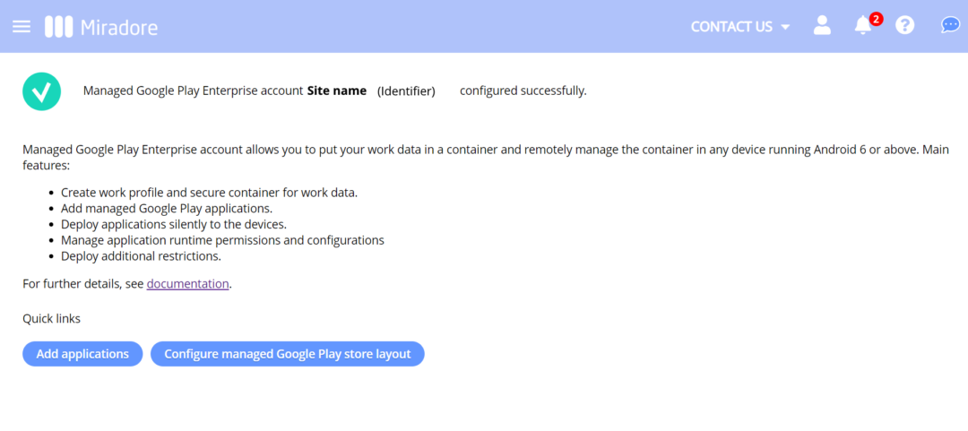 Configuring managed Google Play Enterprise | Miradore