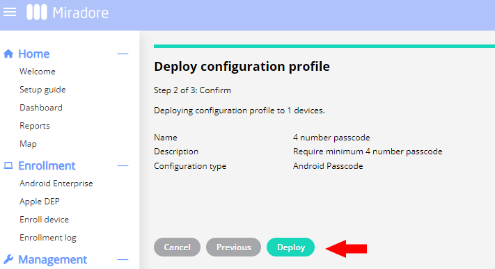 Check configuration and press Deploy.