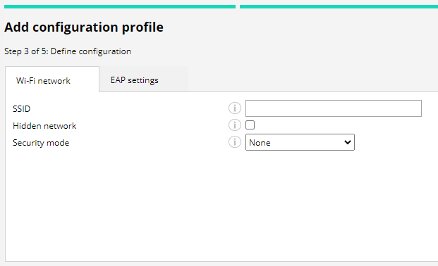 Adding Wi-Fi network settings as a part of the configuration profile.