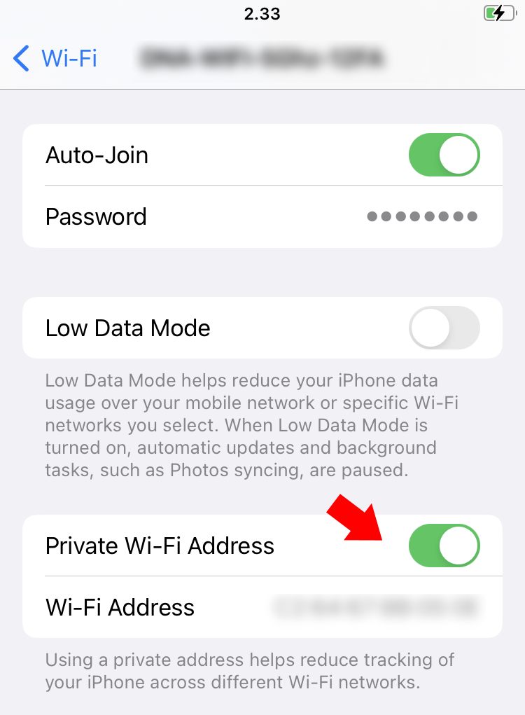 Users can toggle MAC randomization on their Apple iPhones using the Private Wi-Fi Address setting
