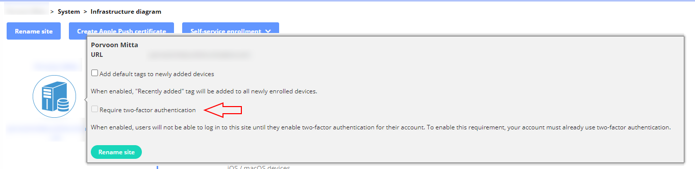 Tick the Require two-factor authentication box.