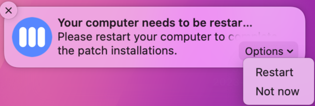 macOS patch management notification