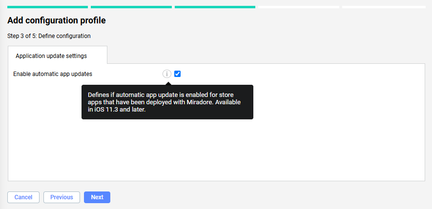Miradore - ios app update policy check