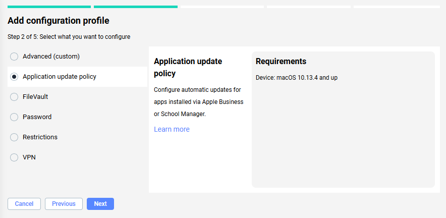 Miradore - mac app update policy