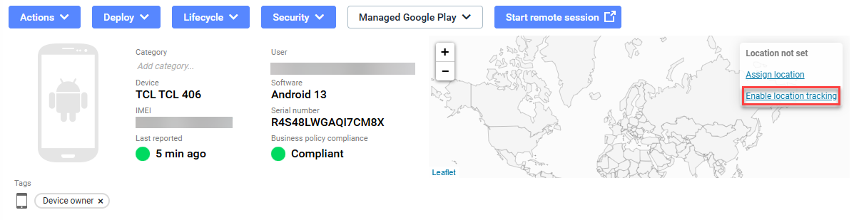 Miradore - android enable location tracking