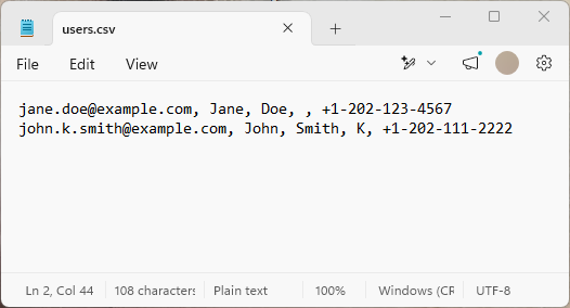 Miradore - import from csv text example 1